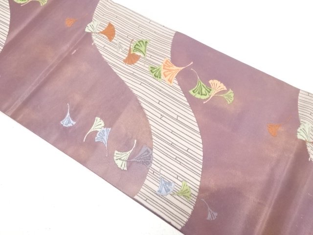 Antique Ginkgo pattern woven pouch obi (Material)